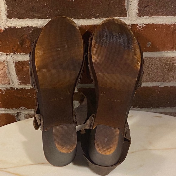 Mila Paoli Italian Distressed Brown Leather Crazy Horse Sandals SZ EU 39 US 8.5 - Picture 6 of 9